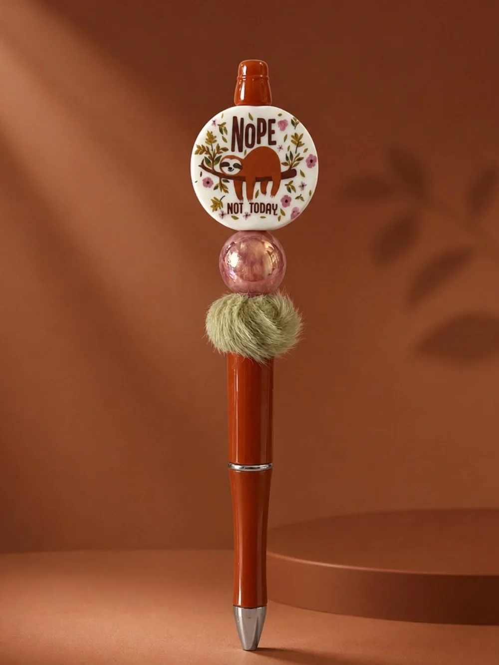Nope, Not Today Decorative Sloth Beaded Pen